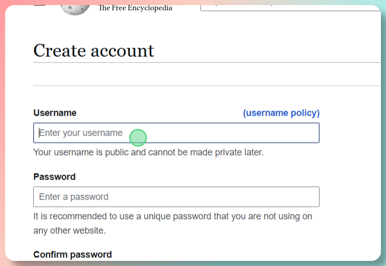 Clicking the username input field